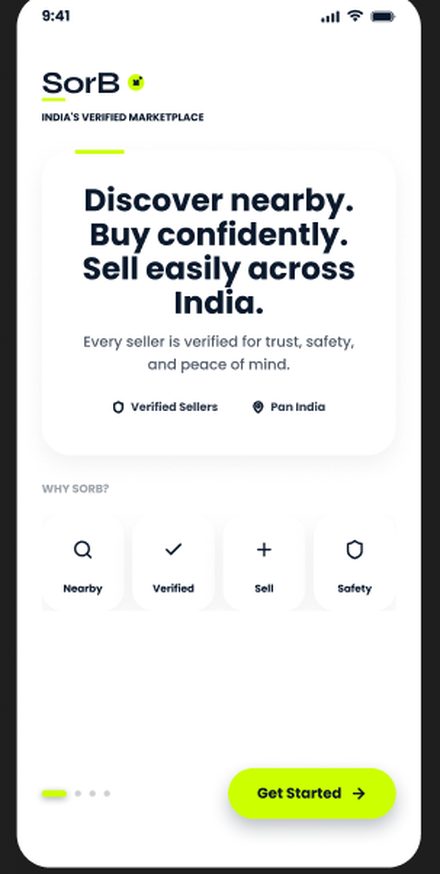 SorB app onboarding screen